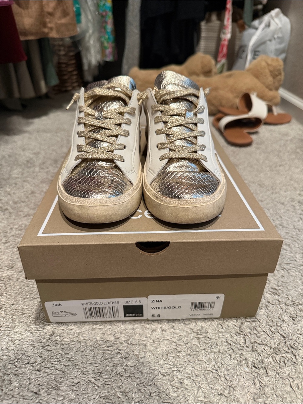 Dolce Vita Zina White/Gold Sneakers